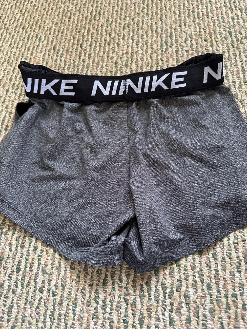 Nike Women's Dri-Fit Charcoal Gray Athletic Shorts with Swoosh size M